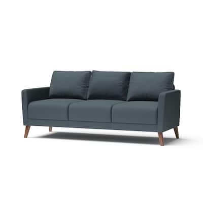 Derna 80 in. Wide Black Solid Print Polyester Upholstery Modern Design Sofa Seats 3 with Contemporary Angled Legs