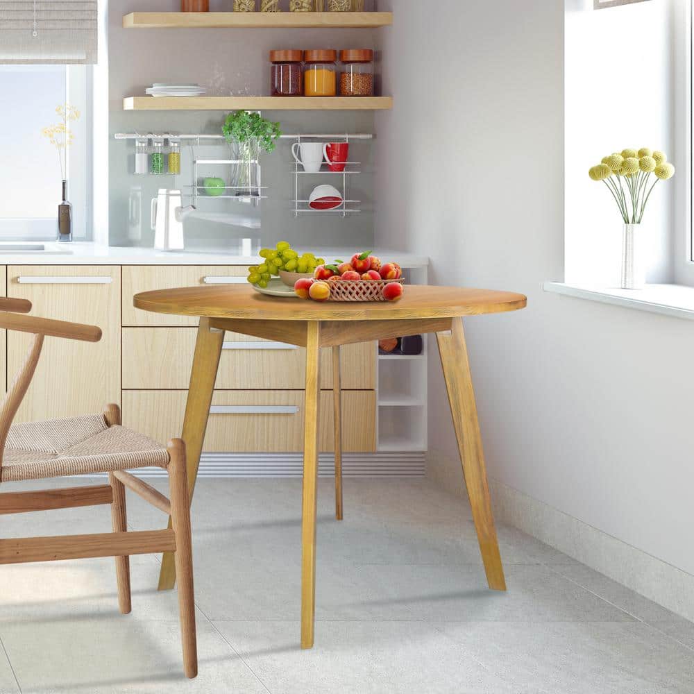 Harvest Gold Round Solid Wood Dining Table, 36"