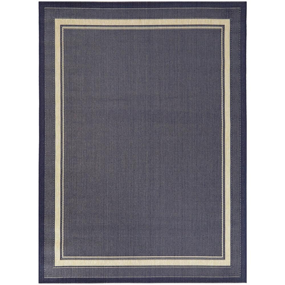 Hampton Bay Amberview Dark Blue 8 ft. x 10 ft. Medallion Indoor/Outdoor ...