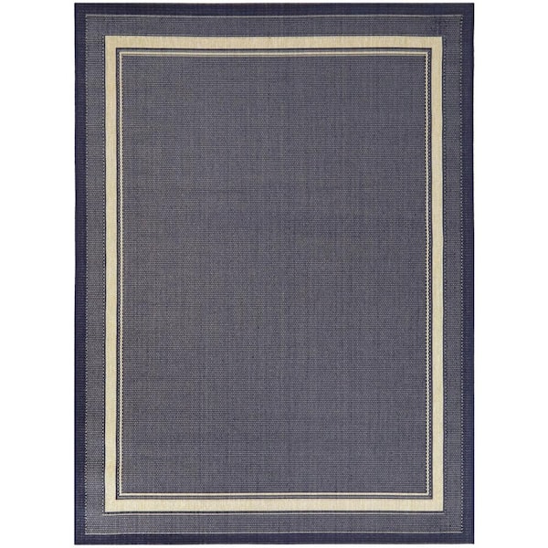 Hampton Bay Amberview Dark Blue 8 ft. x 10 ft. Medallion Indoor/Outdoor Area Rug