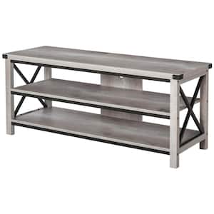47.25 in. White TV Stand Fits TV's up to 60 in. with 2-Storage Shelves and Cable Management