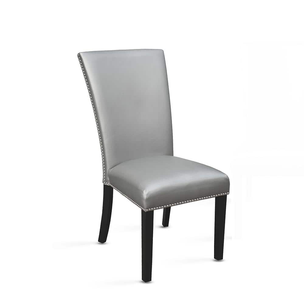 Camila Silver Faux Leather Upholstered Parsons Dining Chair Set