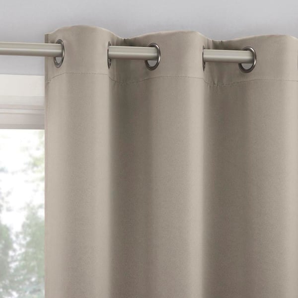 Sheridan Magnetic Closure Stone Layered 40 in. W x 84 in. L Grommet 100% Blackout Curtain (Set of 2)
