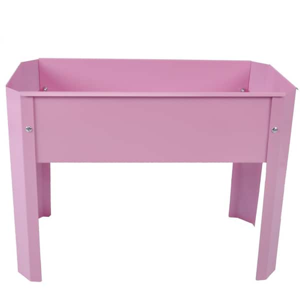 Anvil 23 in. x 10 in. x 17 in. Pink Galvanized Steel Raised Planter Boxes Elevated Garden Beds with Legs