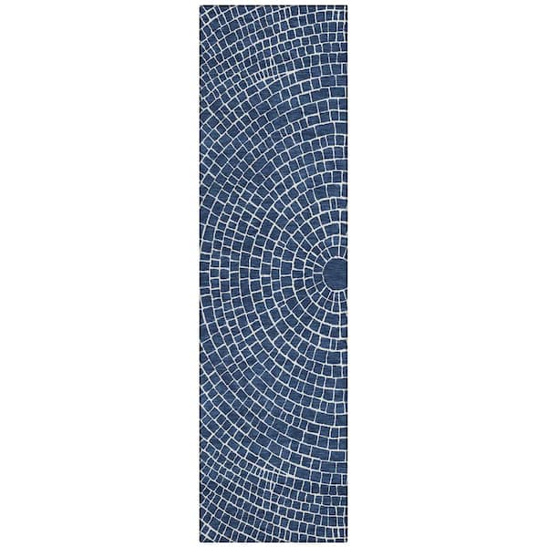 Chantille Machine Washable Indoor/Outdoor Abstract ACN2455 Navy 2 ft. x 7 ft. Runner Rug