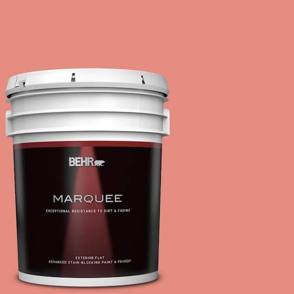 BEHR MARQUEE 5 gal. #190D-5 Peony Pink Flat Exterior Paint & Primer
