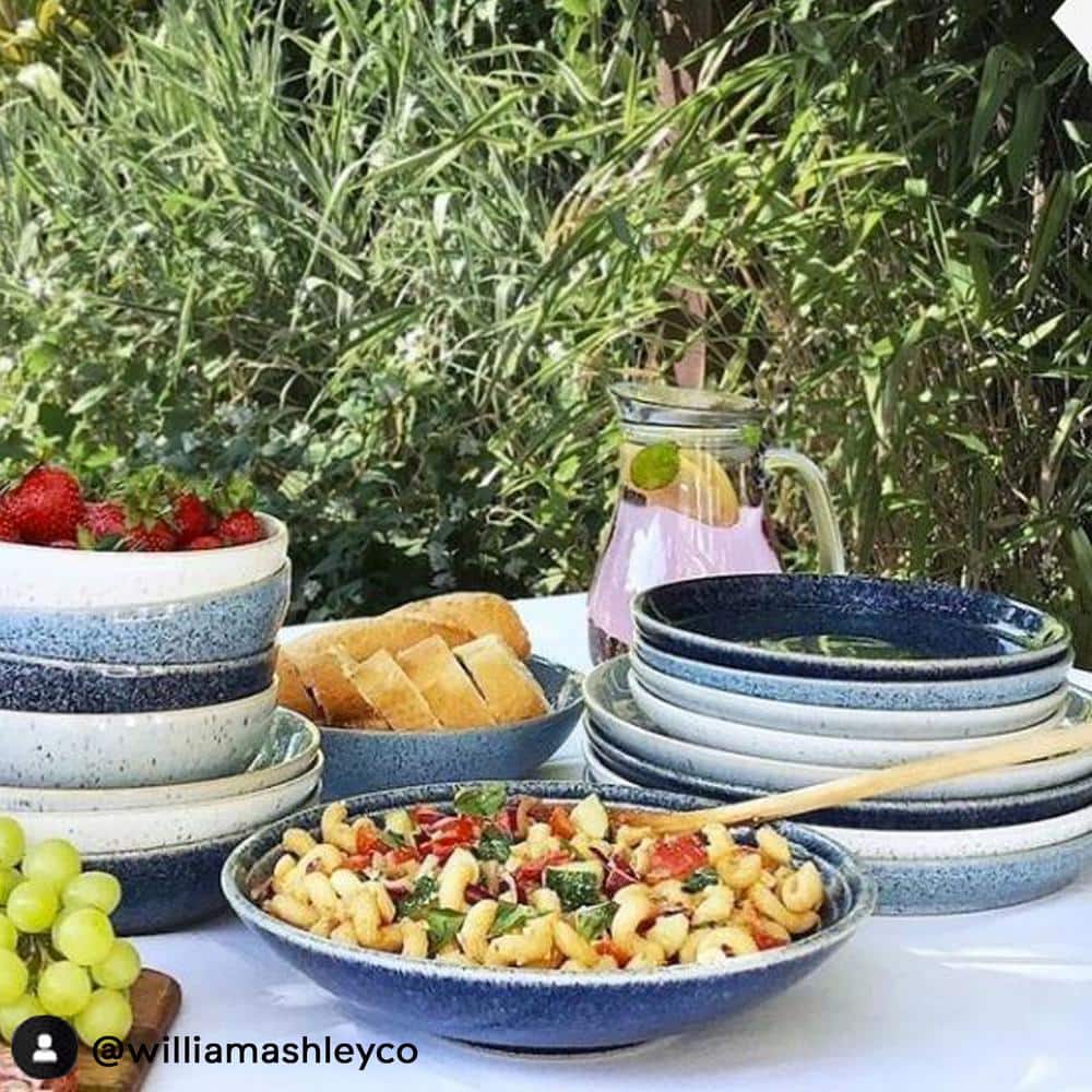 Handcrafted Ceramic Nautical Blue Salad Plates, Set of Four