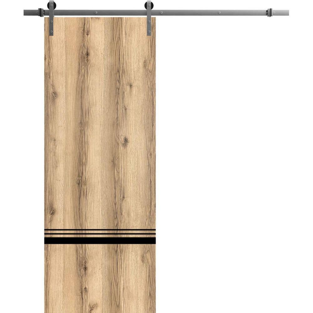 Assembly Required 32 in. x 84 in. 1-Panel Oak Solid Wood with Honeycomb Sliding Barn Door with Hardware Kit price history on PriceWatchPro