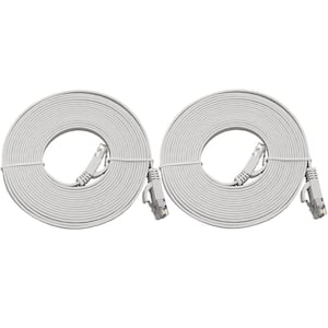 14 ft. Cat6 UTP RJ45 Flat Patch (30AWG) Cable White (2-Pack)