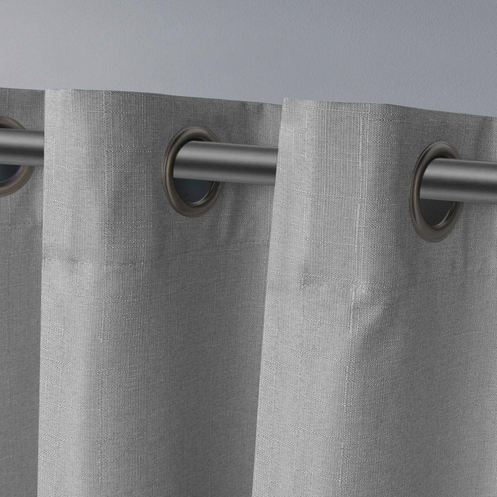 Dove Grey Light-Filtering Linen Grommet Curtain Panels, 54"x63"