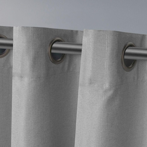 Loha Dove Grey Solid Polyester 54 in. W x 63 in. L Grommet Top Light Filtering Curtain Panel (Set of 2)