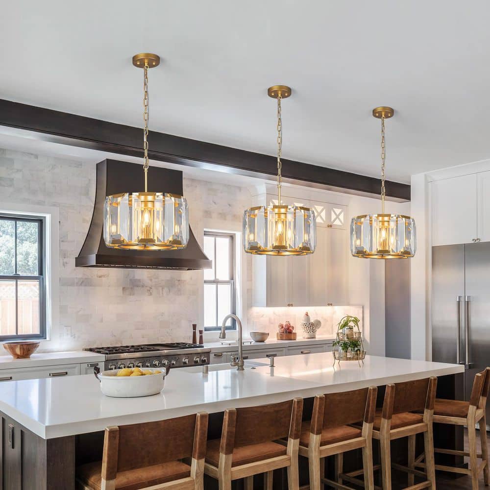 Home Lighting 13.77 in. 4-Light Gold Modern Rectangle Crystal Chandeliers Semi Flush Mount Ceiling Light Fixture price history on PriceWatchPro