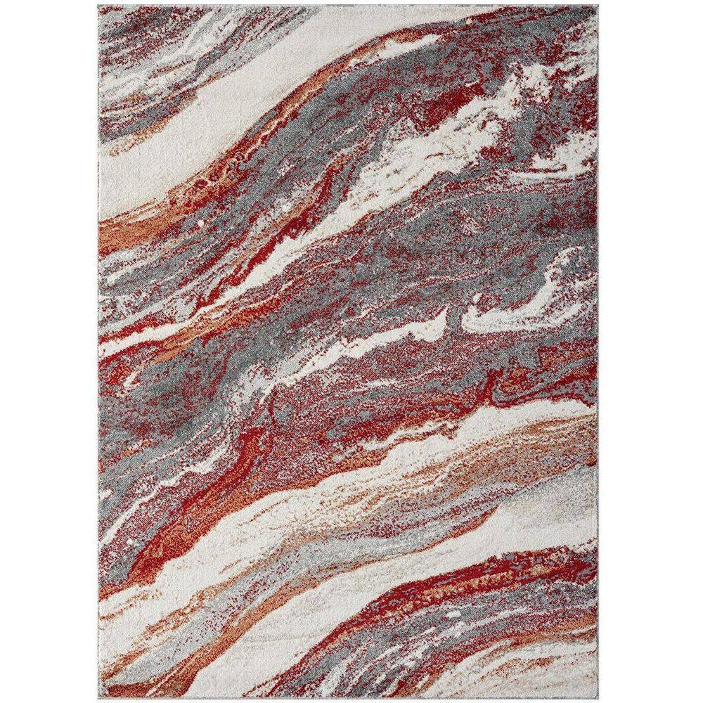 Red Polypropylene 8 ft. x 10 ft. Abstract Indoor Area Rug