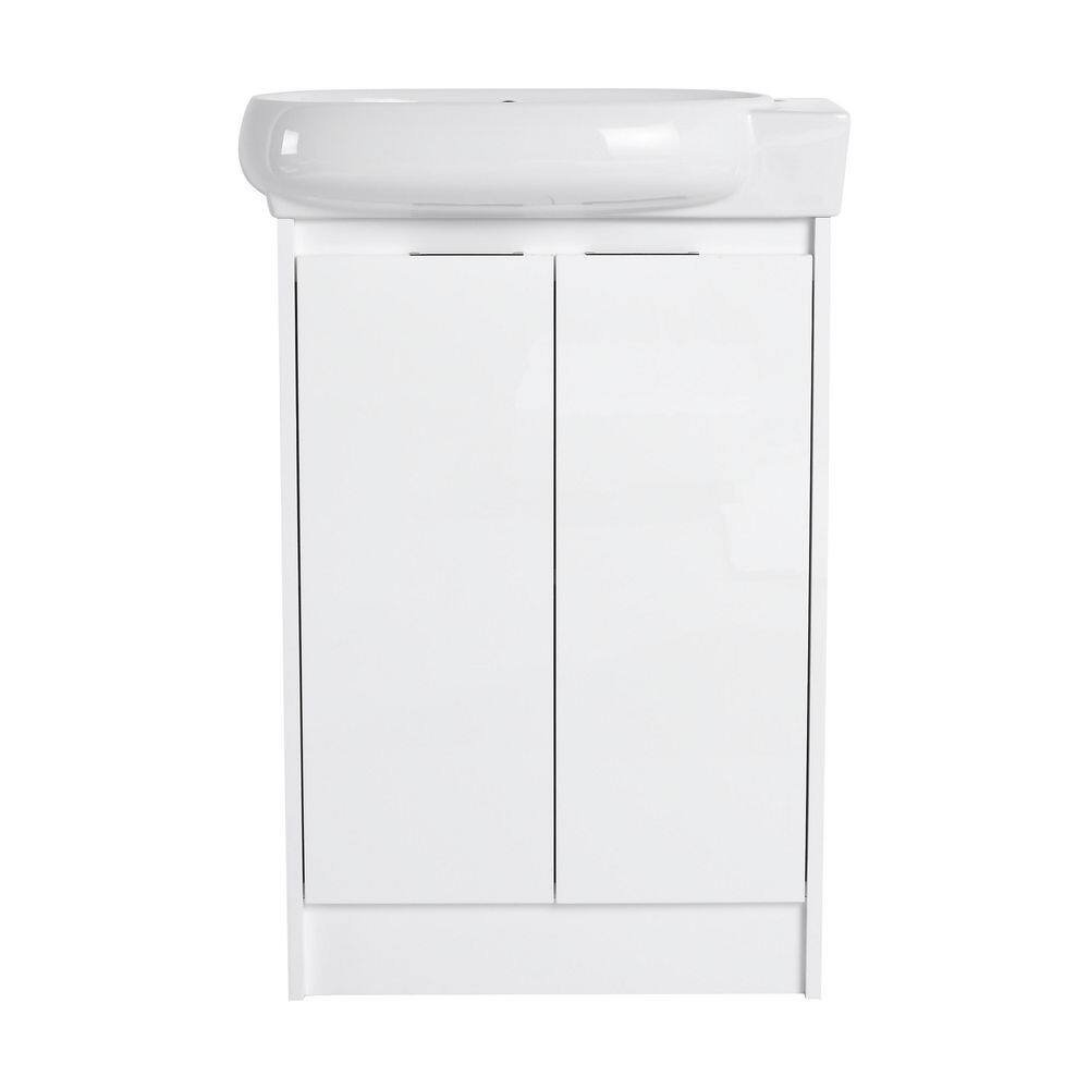 23 in. x 12.4 in. Wall-Mounted Gloss White Bath Vanity with White Round Ceramic Sink Top, Soft-Close Door (Unassembled) price history on PriceWatchPro