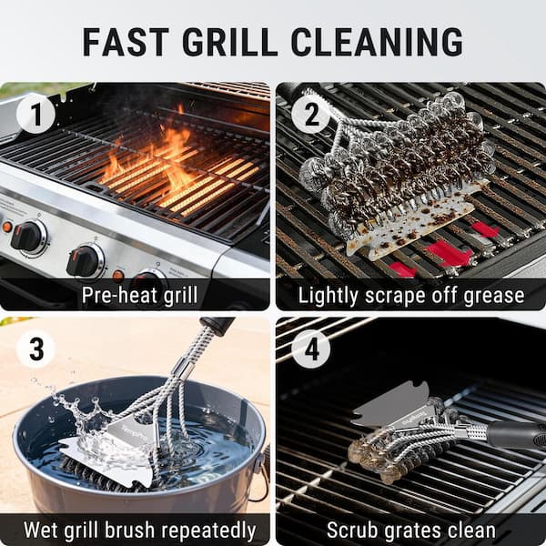 grill grates preheating and brushing technique with grill brush