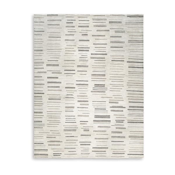 Meaw Ivory, Brown and Black 8 ft. x 10 ft. Geometric Area Rug