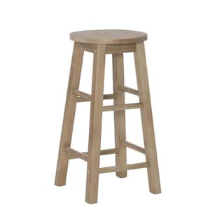 Lopes24 in. H Graywash Backless Wood Frame Round Seat Counter stool