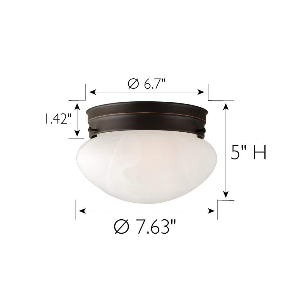 Bronze Alabaster Glass Bowl Ceiling Light, 7.6 Inch