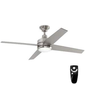 Mercer 56 in. Integrated LED Brushed Nickel Ceiling Fan with Light Kit and Remote Control