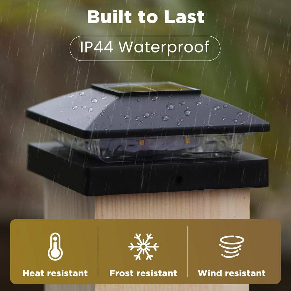 8-Pack Black Solar LED Post Cap Lights for 4x4 Posts
