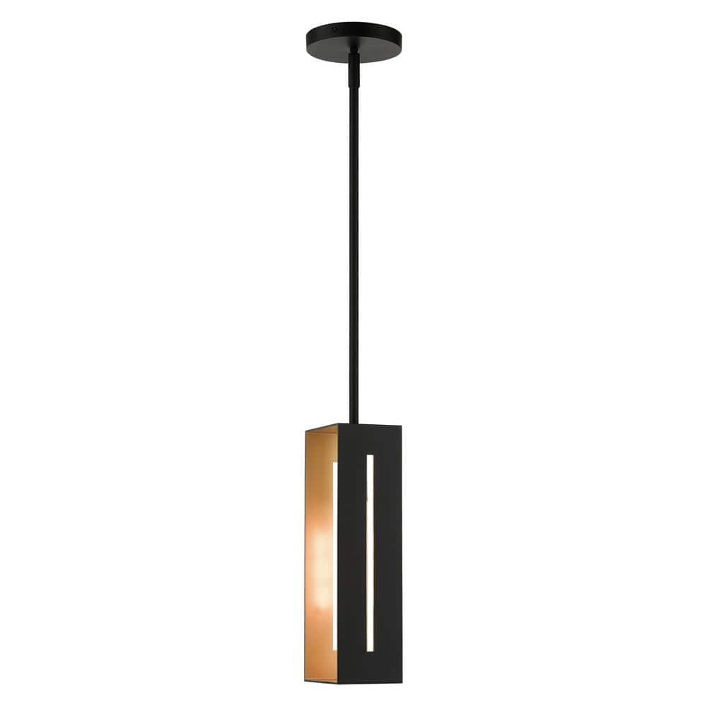 Urban Loft Textured Black and Brushed Nickel 1-Light Pendant