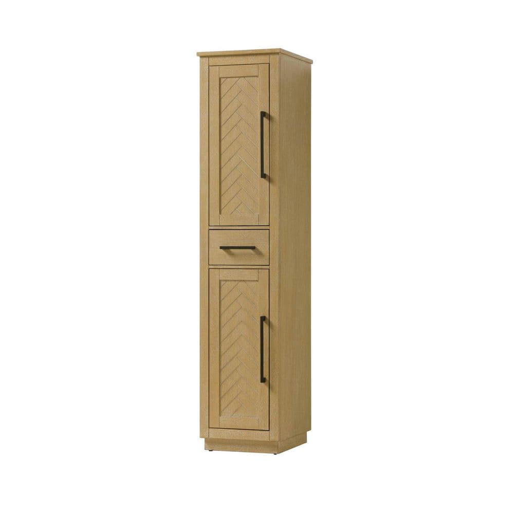 16 in. W x 18 in. D x 72 in. H Linen Oak Freestanding Linen Cabinet