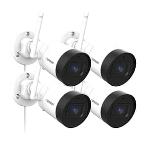 Guard Bullet Outdoor 2K(4MP) Wi-Fi Plug-In Power Security Camera with No Monthly Fees and SD Card Recording (4-Pack)