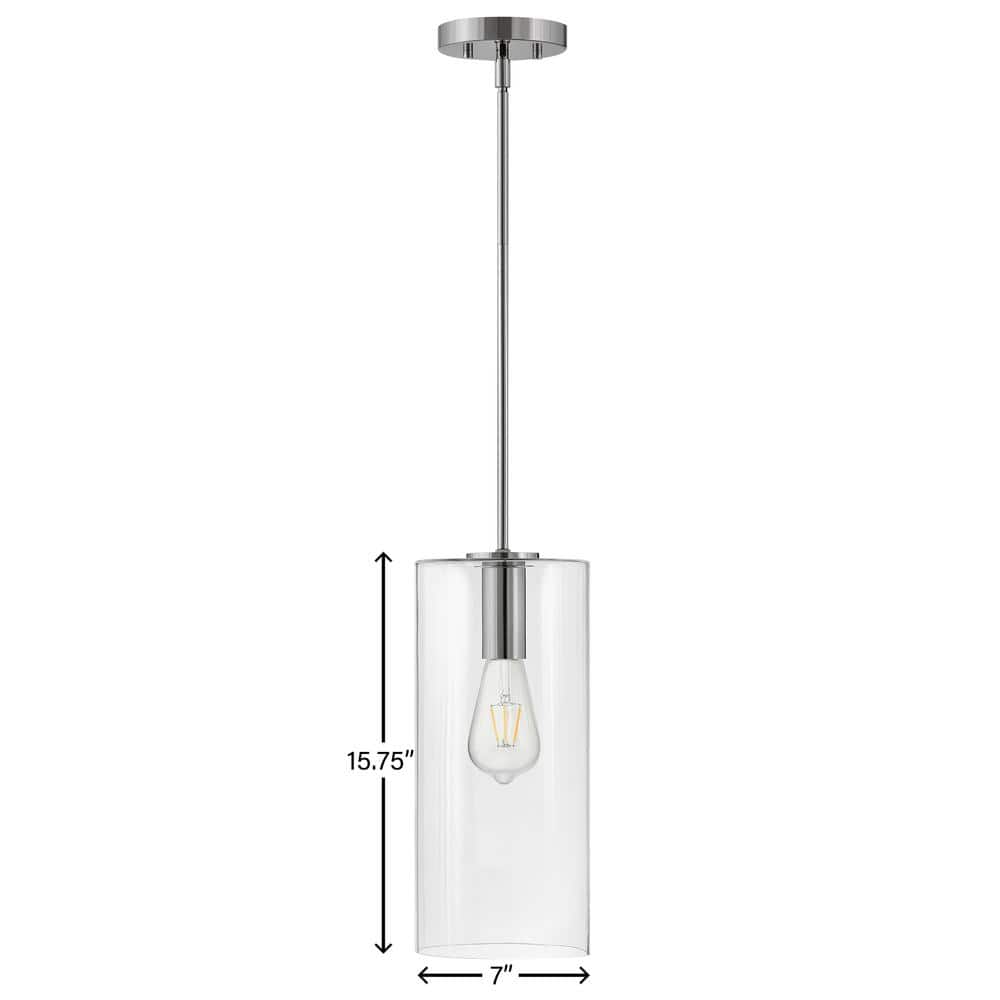 Lark Lane Polished Nickel 1-Light Clear Glass Pendant