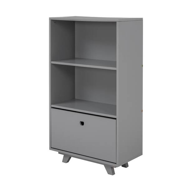 HOMCOM Kids Bookcase Multi-Shelf Book Rack with Mobile Drawer for Book Toy, Gray