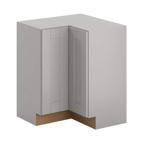 Hampton Bay Princeton Shaker Assembled 28.5x34.5x28.5 in. Lazy Susan Corner Base Cabinet in Warm Gray