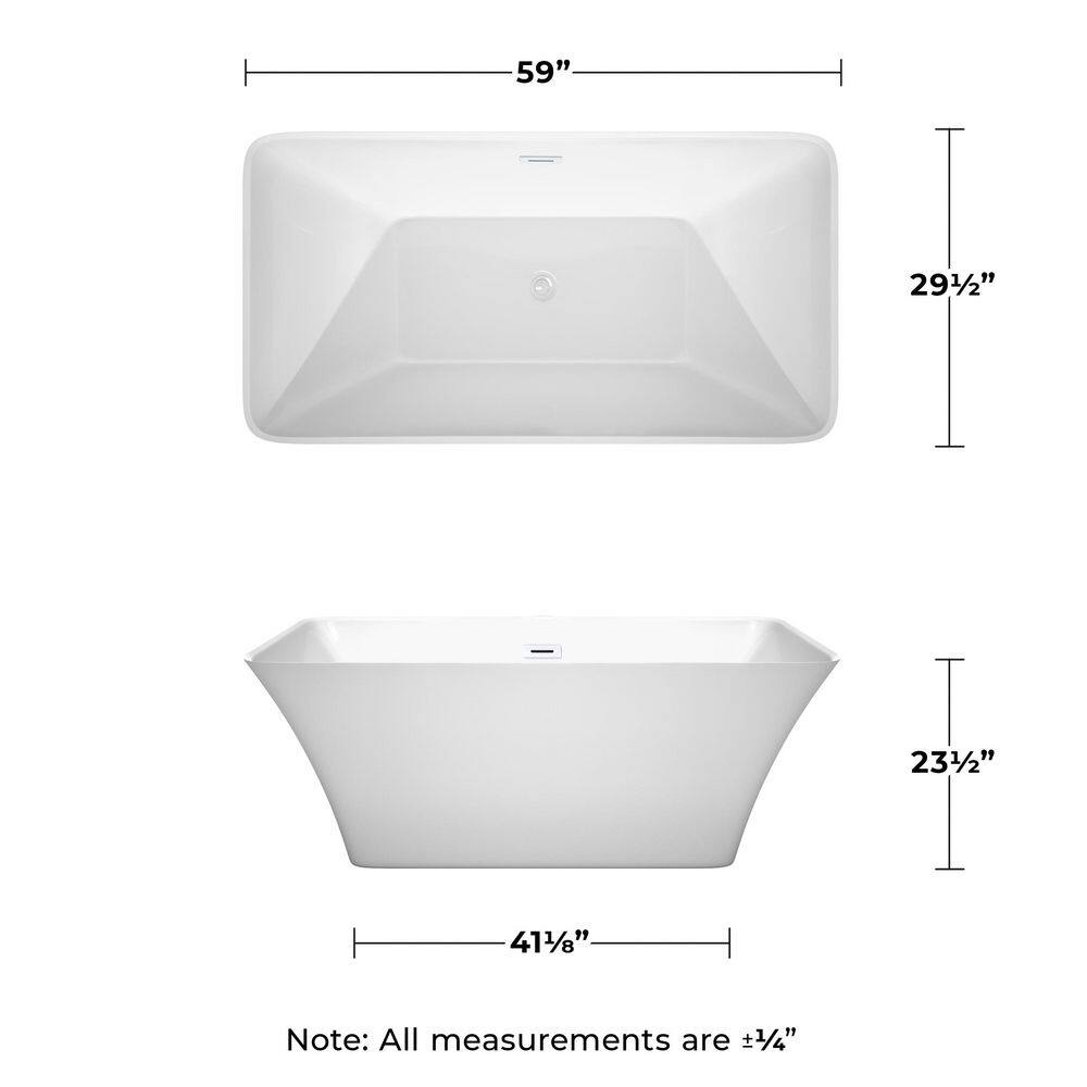 Tiffany 59" Shiny White Acrylic Freestanding Bathtub