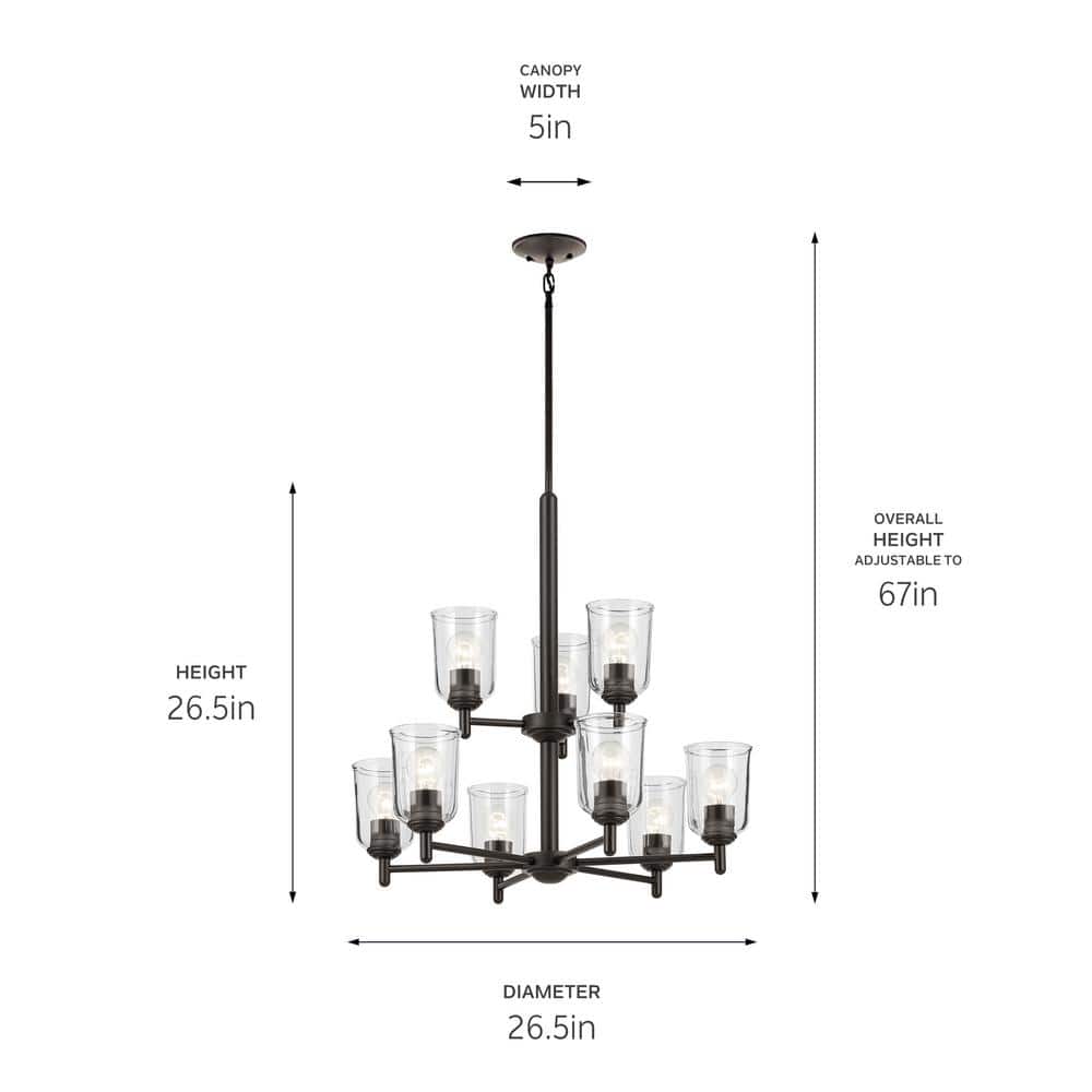 Shailene 9-Light Olde Bronze Chandelier with Clear Glass Shades
