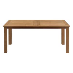 Light Teak Rectangular HDPE 29.53 in. H All Weather Outdoor Dining Table for 4-Persons to 6-Persons