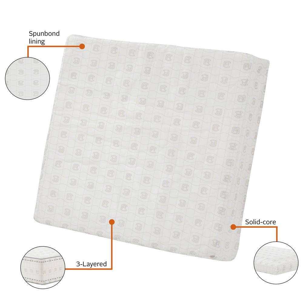 White High-Density Foam Patio Lounge Back Cushion, 25 x 20 x 4 Inch