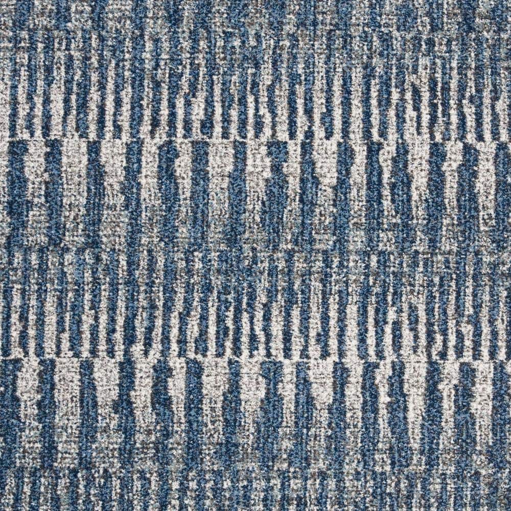 Gray Geometric 5'3" Square Stain-Resistant Synthetic Area Rug