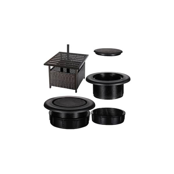 SenQWFa 2 Inch Patio Table Umbrella Hole Ring Plug Cap Set Outdoor Parasol Table Hole Cover Insert Pole Stabilizer Black