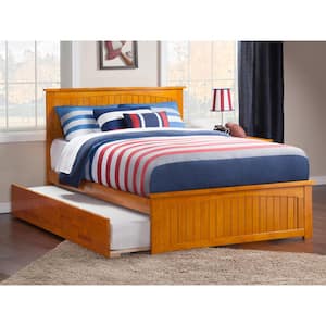 AFI Nantucket Caramel Brown Full Size Platform Bed Frame with Matching Footboard and Twin Size Trundle