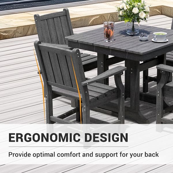 PamaPic Gray 5-Piece HDPE Plastic Patio Outdoor Dining Set
