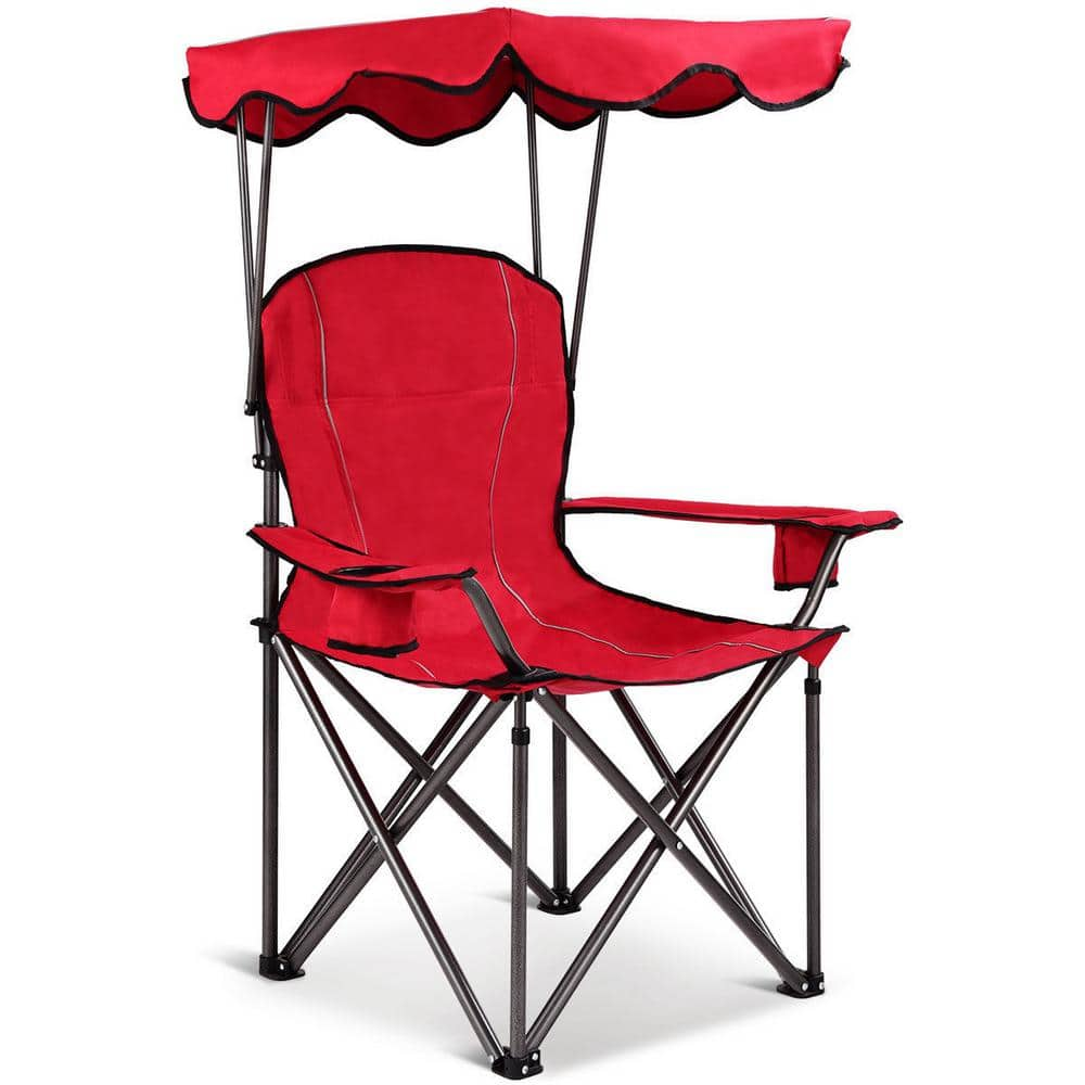 Red Portable Folding Camping Chair with Heavy-Duty Steel Frame and A Carry Bag -  WELLFOR, OP-HGY-3640RE