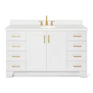 Taylor 61 in. W x 22 in. D x 36 in. H Freestanding Bath Vanity in White with Pure White Quartz Top