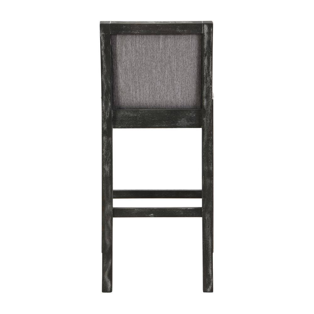 Modern Black and Grey Upholstered Wood Counter Stools, Set of 2
