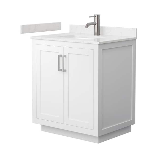 Wyndham Collection Miranda 30 in. W x 22 in. D x 33.75 in. H Single Bath Vanity in White with Carrara Cultured Marble Top