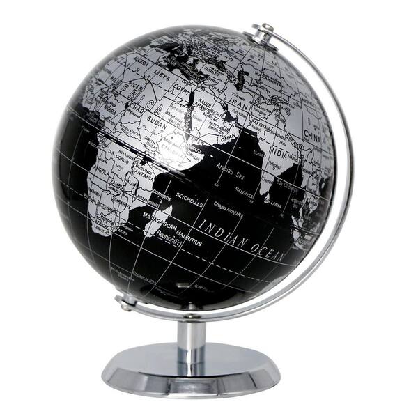 7.3 in. x 5.5 in. Mini Black World Globe-Educational Earth Globe