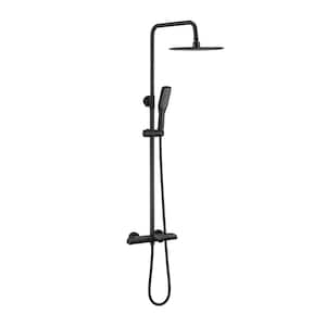 Modern Wall Bar Shower Kit 1-Spray 10 in. Square Rain Shower Head with Hand Shower in Matt Black