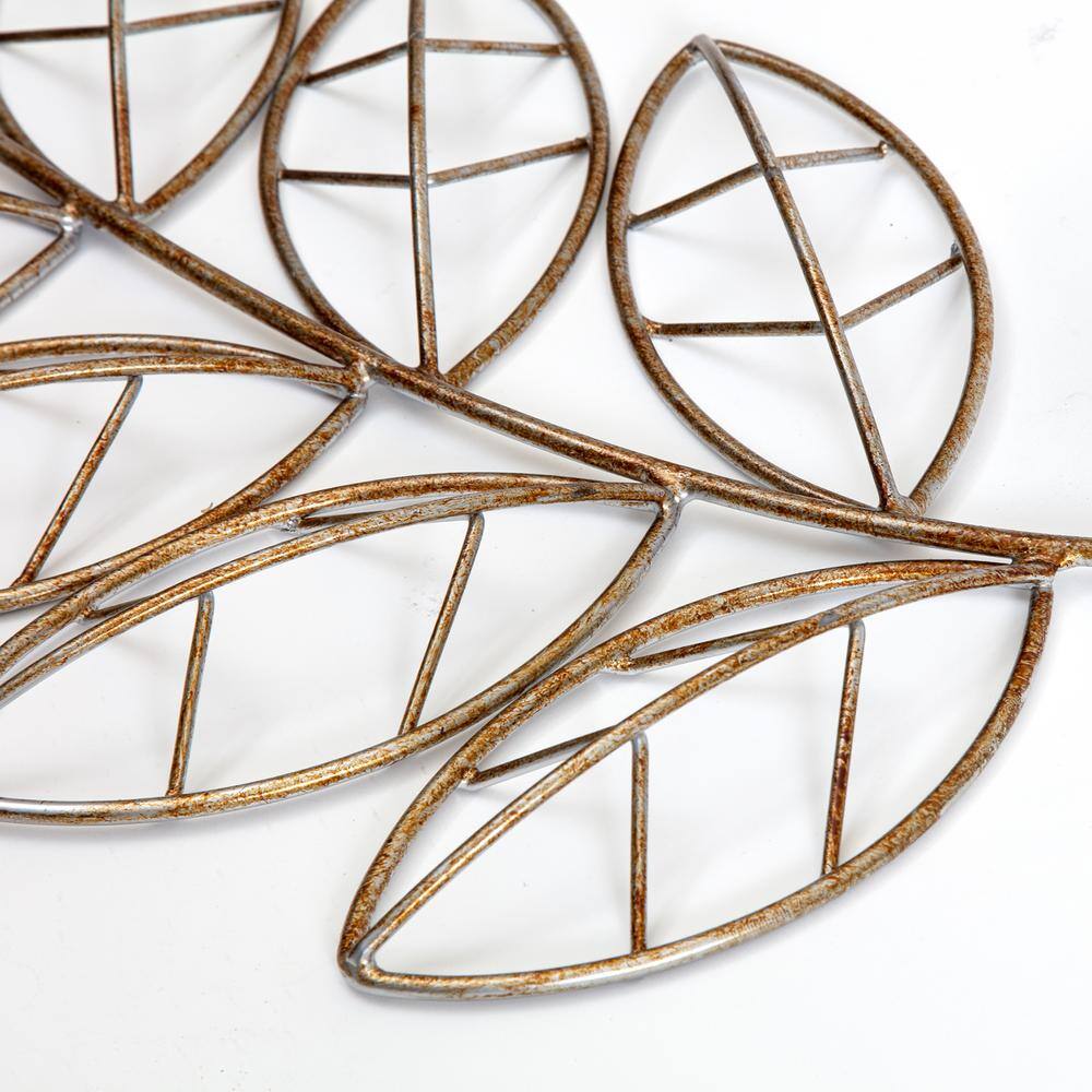 Eber Copper Patina Iron Fern Leaf Wall Sculpture, 33" Wide