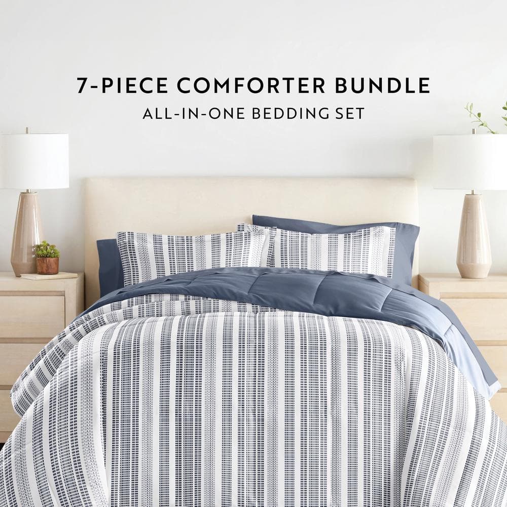 Twin Navy Microfiber Down Alternative Bed in a Bag Set