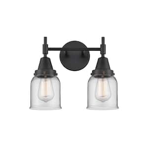 Caden 14 in. 2-Light Matte Black Vanity Light with Clear Glass Shade