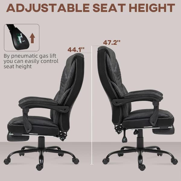 Gray Faux Leather Tufted Seat Swivel Adjustable Executive Chair Leather Back