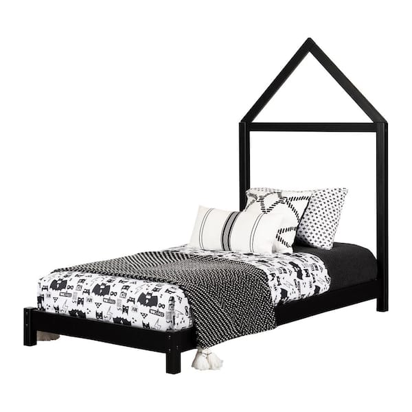 South Shore Sweedi Matte Black Twin Bed 