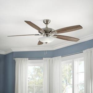 Menage 56 in. Integrated LED Brushed Nickel Ceiling Fan with Light and Remote Control Works with Google and Alexa